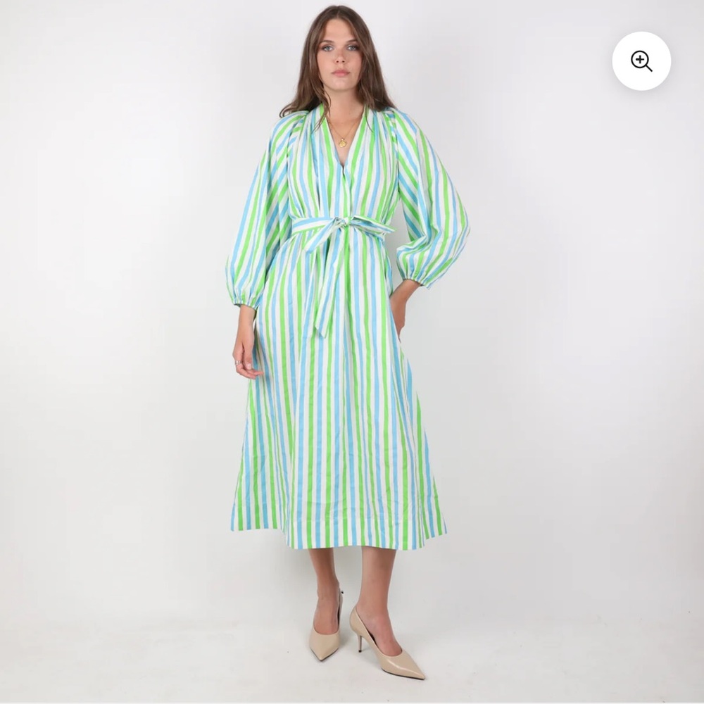 RHODE Rio Dress Eden Stripe Green Blue Striped Maxi Dress Cotton‎ Small